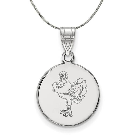 Sterling Silver Virginia Tech Medium Disc Necklace - 24 Inch